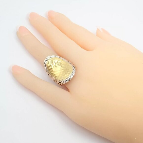 John Hardy JH Silver 22k Yellow Gold Classic Palu Saddle Cocktail Ring sz 7 - Picture 9 of 14